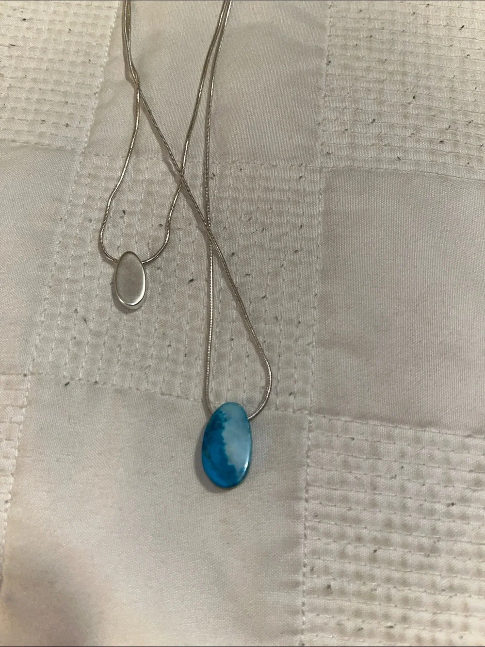 Lucky Brand Silver-Tone Layered Necklace with turquoise Marbled silver Pendant